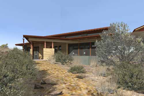 Poured Earth entry columns of a Poured Earth home in Sedona, AZ